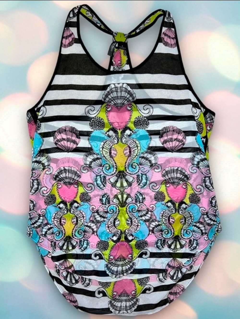 Bisou Bisou Black Striped Seahorse Tank Top
